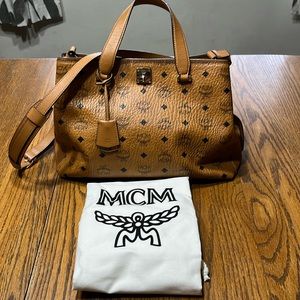 MCM Visetos Large Essential Cognac Tote